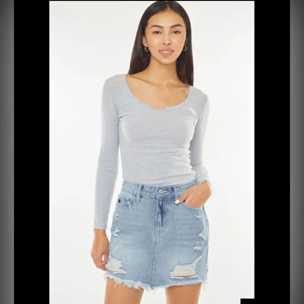 KanCan GIANNA FRINGED HEM MINI SKIRT